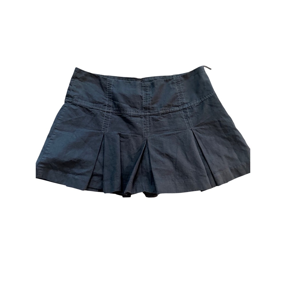 Zara Women Black Pleated Mini Skort 100% Cotton Side Zip Size Small 4661/900/804